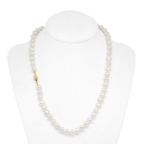 שרשרת פנינים 47 ס"מ עם סוגר זהב