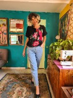 מאם ג'ינס כחול מידה L