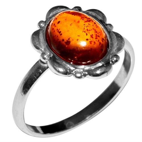 טבעת כסף משובצת ענבר RG7082 | תכשיטי כסף 925 | טבעות כסף