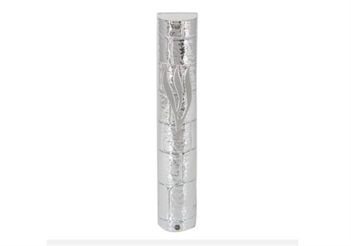 מזוזה פלסטיק כסופה דגם כותל עם פקק גומי 12 סמ