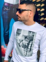 סווטשירט T - AKASHI צבע לבן/שחור