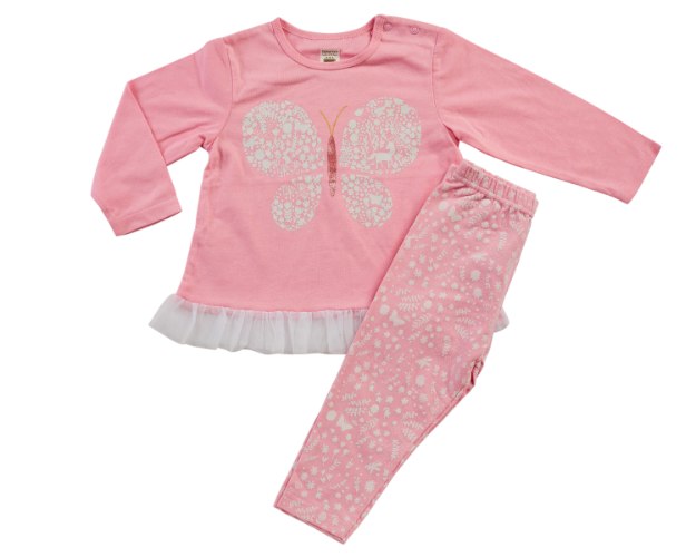 חליפת מעבר פרפר מלמלה ורוד בייבי מכנס לייקרה