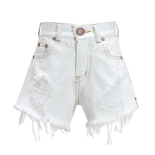 שורט ג'ינס VIEW קרעים לבן 2-16