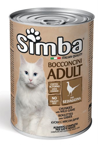 שימור מזון מלא לחתולים סימבה עם בשר ציד 400 גרם - SIMBA CHUNKS WITH WHILE