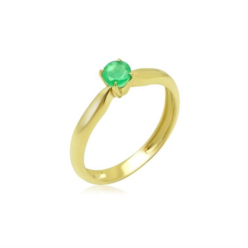 טבעת זהב משובצת אמרלד 0.25 קראט