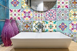 מדבקות לאריחים 15*15 ס''מ סגול עמוק דגם 1285