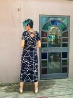 שמלת מקסי יפהפייה שנות ה-80 מידה S/M