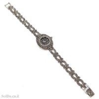 שעון מכסף מעוצב משובץ מרקזטים SH3267 | תכשיטי כסף