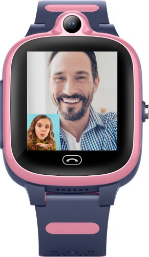 שעון GPS לילדים KIDIWATCH Video - רשת 4G, שיחות וידאו, רצועה צבעונית ועוד - ורוד!