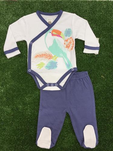 סט בגד גוף חזיה ורגלית תוכי לבן