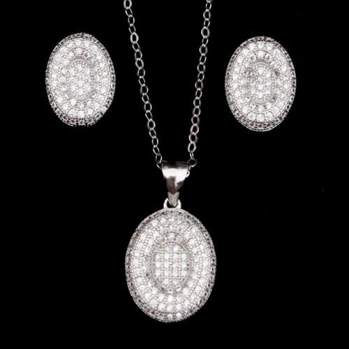 סט כסף משובץ זרקונים S9330