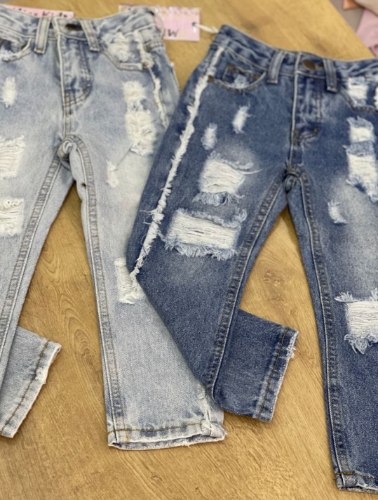 ג'ינס תכלת קרעים MISS KIDS