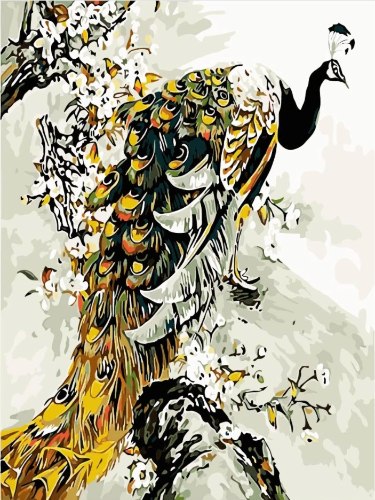 צביעה לפי מספרים - טווס יוקרתי