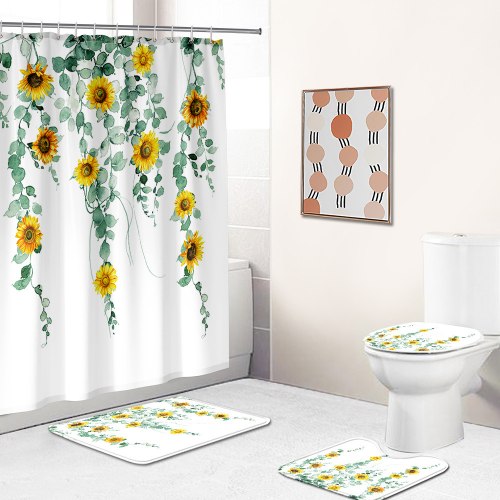 מארז עיצוב מקלחת - וילון + שטיח + כיסוי לאסלה