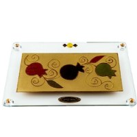 קרש חיתוך / מגש מלבני גדול רימונים בשורה רגליות אקריל