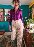 חולצת קטיפה סגולה מכופתרת מידה S