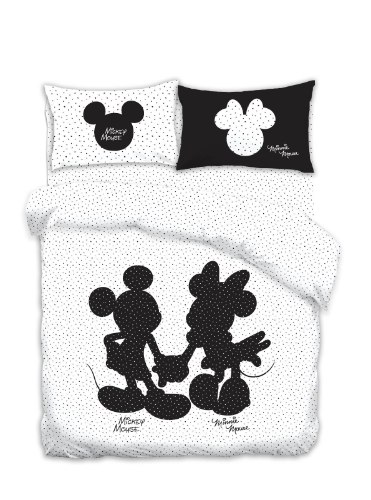 סט מצעים מלא למיטה זוגית דיסני- מיקי שחור לבן