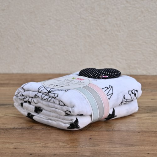 זוג שמיכות תולי שחור לבן דובים וכוכבים