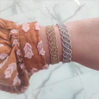 צמיד זהב לבן כדורי לאישה 14 קראט