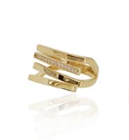 טבעת זהב עם שורת זרקונים