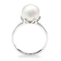 טבעת מכסף משובצת פנינה לבנה RG5959 | תכשיטי כסף 925 | טבעות עם פנינה