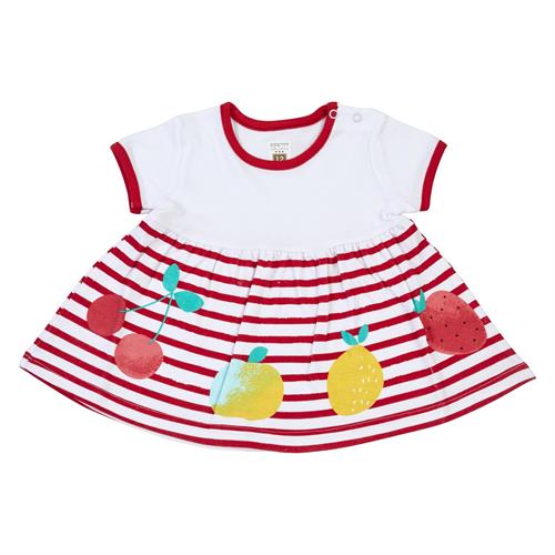 שמלה פסים ופירות אדום