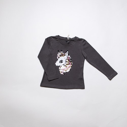 חולצת לייקרה חד קרן אפורה בנות