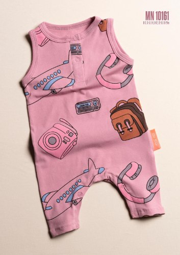 אוברול גופיה הדפס ורוד