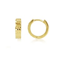 עגילי חישוק זהב חצי חריטת לייזר קטנים 1.2 ס"מ 