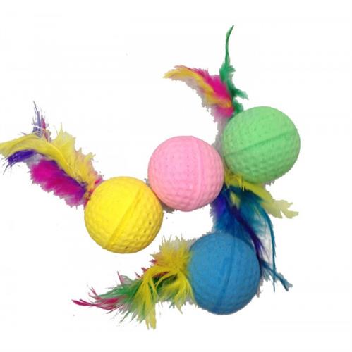 4 כדורים עם נוצה משחק לחתולים