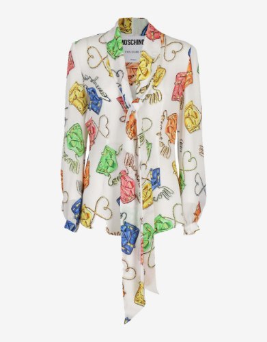 חולצת משי Moschino ,תיקים ולבבות