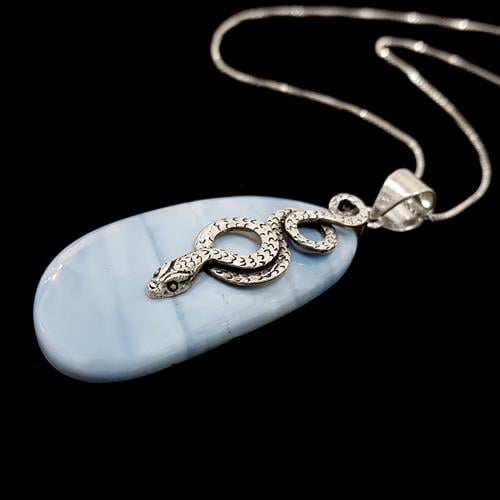 תליון כסף מעוצב פסלון של נחש ומשובץ אבן אגט  T2322 | תכשיטי כסף 925 | שרשרת כסף