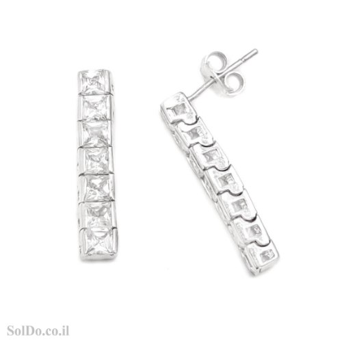 עגילים מכסף תלויים משובצים אבני זרקון A8953 | תכשיטי כסף 925