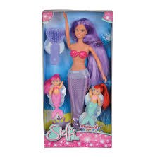 בובת סטפי בת הים ושתי בנותיה שיער סגול Steffi