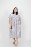 שמלת בריטני אפור משובץ