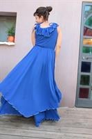 שמלת ערב סבנטיז מקסי כחול רויאל מידה M