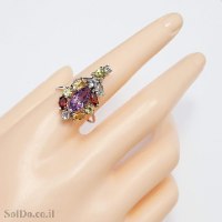 טבעת מכסף משובצת אבני חן RG6286 | תכשיטי כסף 925 | טבעות כסף