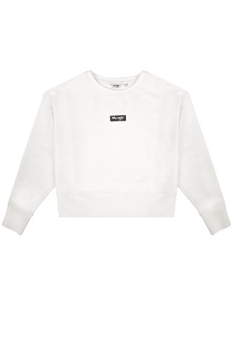 סוויטשירט קרופ WRANGLER לבן כיתוב שחור