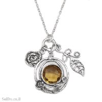 תליון מכסף מעוצב משובץ אבן סיטרין T6229 | תכשיטי כסף