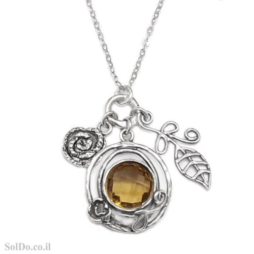 תליון מכסף מעוצב משובץ אבן סיטרין T6229 | תכשיטי כסף