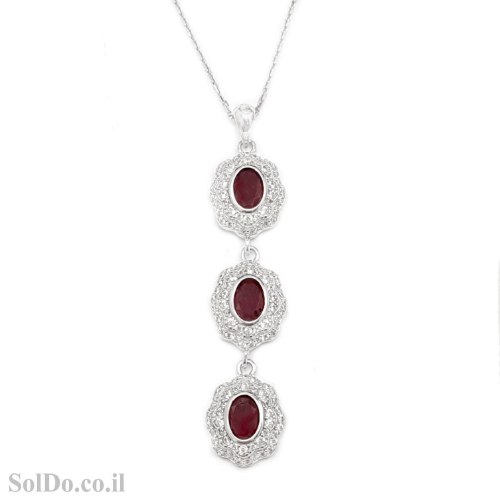 תליון כסף משובץ אבני רובי ואבני זרקון T6172 | תכשיטי כסף
