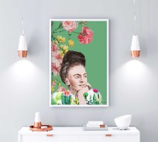 הדפס ציור נייר - פרידה קאלו פרחונית