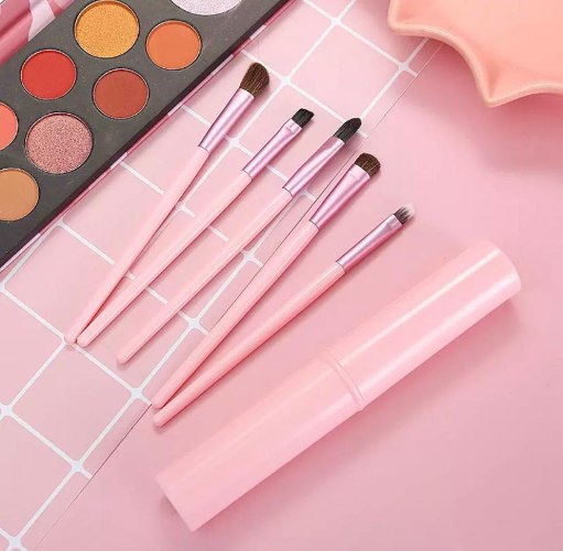 ערכת מברשות איפור ורודה