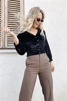 טופ קרופ קטיפה שחור