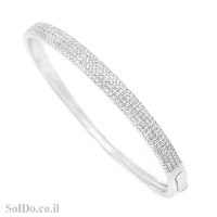 צמיד קשיח מכסף משובץ 4 שורות אבני זרקון Z3173 | תכשיטי כסף 925 | צמידי כסף