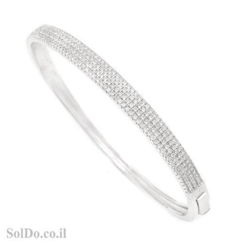 צמיד קשיח מכסף משובץ 4 שורות אבני זרקון Z3173 | תכשיטי כסף 925 | צמידי כסף