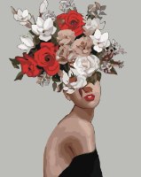 צביעה לפי מספרים - ראש מלא פרחים