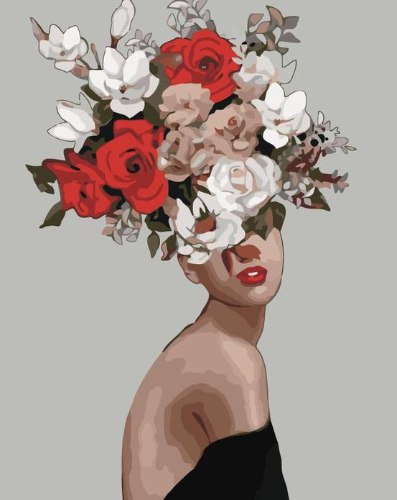 צביעה לפי מספרים - ראש מלא פרחים