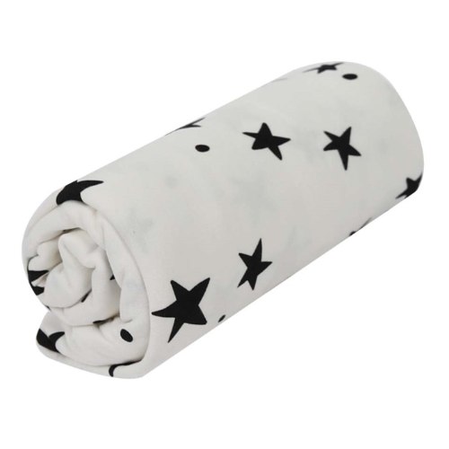 סדין ג'רסי לעריסה שמנת כוכבים שחורים