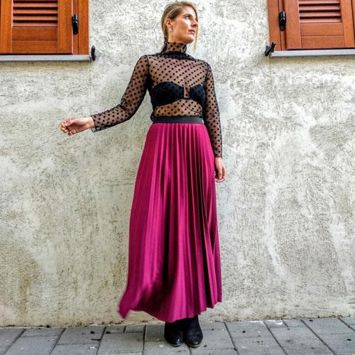 חצאית פליסה בורדו